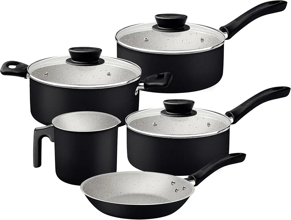 Jogo de Panelas Tramontina Linz em Aluminio com Revestimento Interno e Externo em Antiaderente Starflon Max Preto 05 Peças