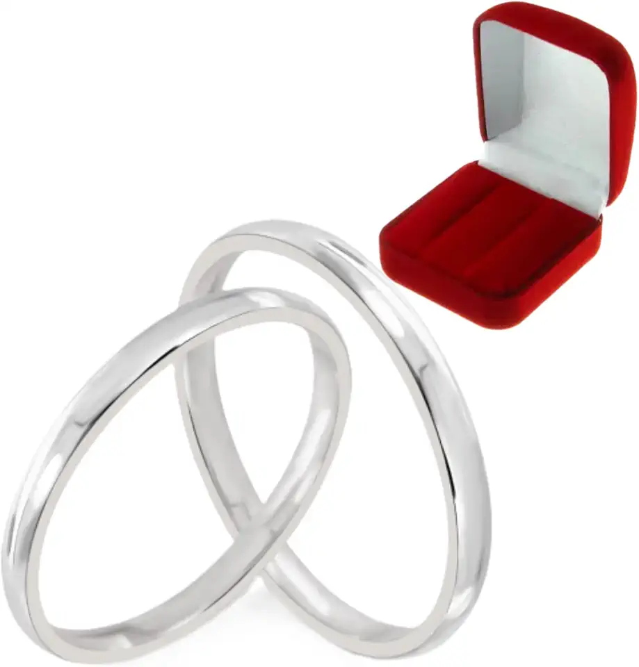 Alianças Prata Par Finas Minimalistas e Discretas Italianas 2mm Modelo Classic Exclusivas Namoro Noivado Compromisso com Caixa de Veludo