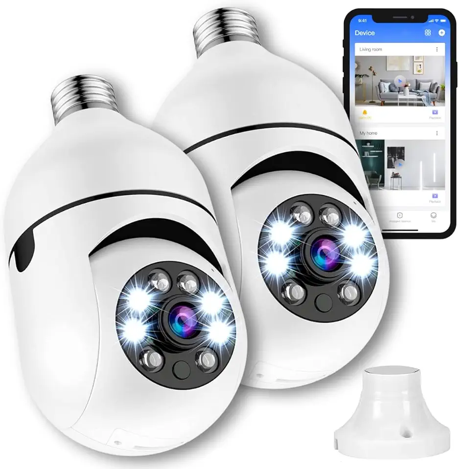 Kit 2 Câmera Segurança Lâmpada Ip Wifi 360° Full HD Inteligente Prova D'água Giratória Visão Noturna Infravermelho Detecção de Movimentos 1080P HD Bivolt Premium (2)