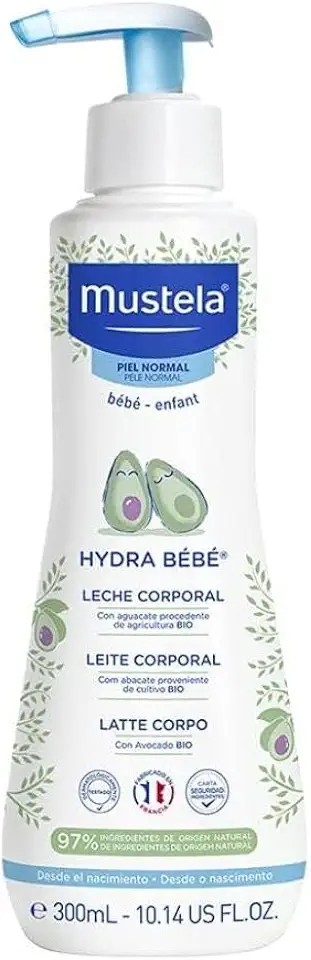 Mustela Hydra Bebê 300ml - Hidratante Infantil Corpo e Rosto - Feito com 97% de Ingredientes de Origem Natural e Hipoalergênico - Seguro Desde o Nascimento
