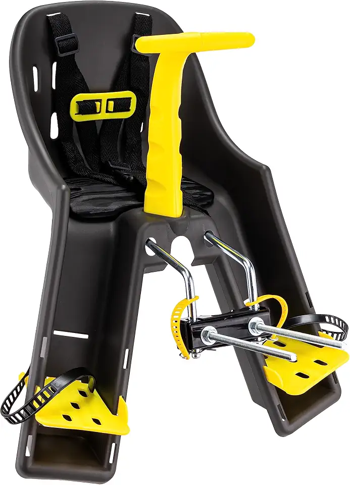 CADEIRINHA DIANTEIRA BABY BIKE GRAFITE COM AMARELO
