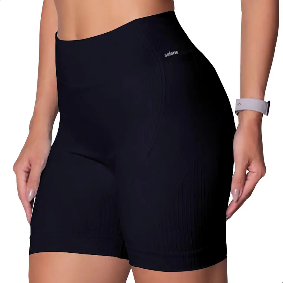 Short Academia Feminino Zero Transparência Sem Costura Poliamida Selene Adulto