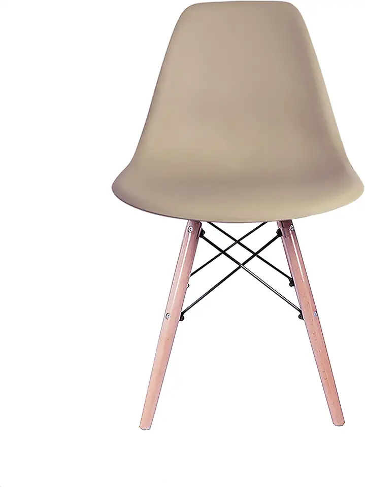 Cadeiras Charles Eames Eiffel em Polipropileno Com Pés De Madeira, Versátil, Elegante para Sala De Jantar Cozinha, e Bar, na Cor Nude