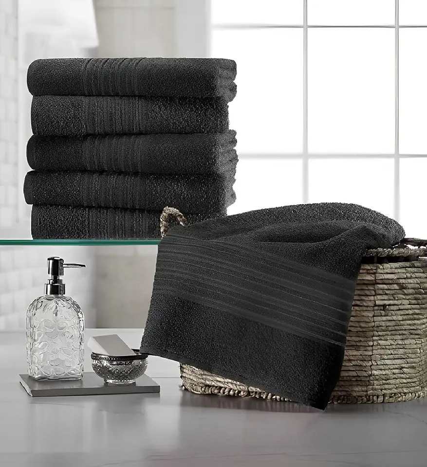 Kit 4 Toalhas de Rosto 100% Algodão Academi a Salão Beleza Lavabo Tam 65x40 cm -280 gr/m2 - TEKA Coleção Escala Belleza Branca ou Preta (Preta)