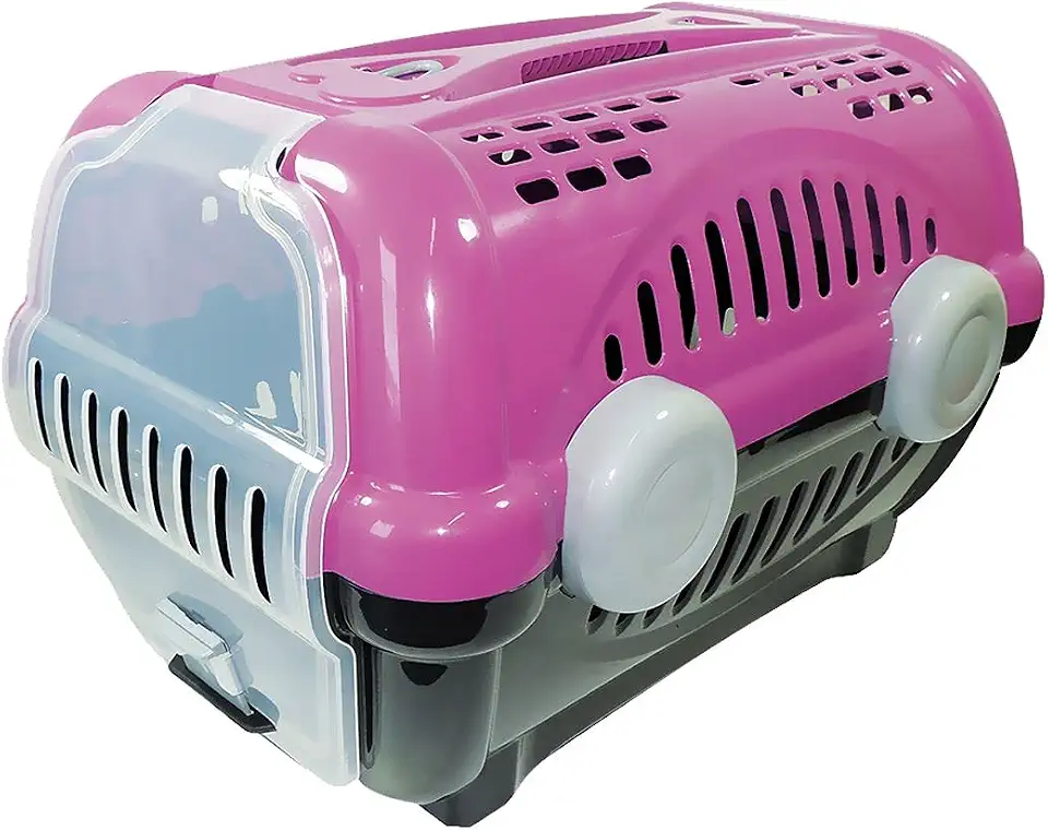 Furacão Pet Luxo Caixa de Transporte, Rosa/Cinza, 1