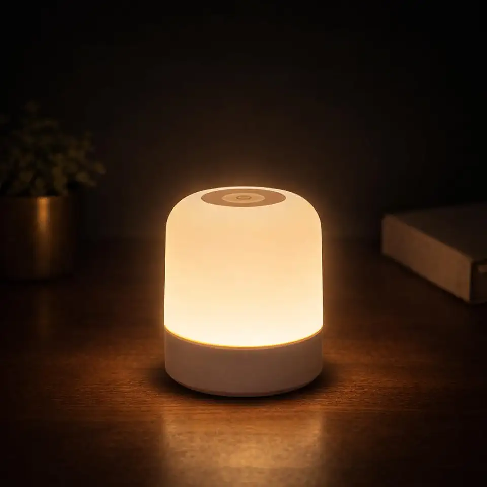 Luminária de Mesa LED Premium 360° Touch, 3 Modos de Iluminação (Quente, Neutra e Fria), Recarregável USB Sem Fio, Abajur Compacto para Cabeceira, Quarto e Escritório (8,5x7cm)
