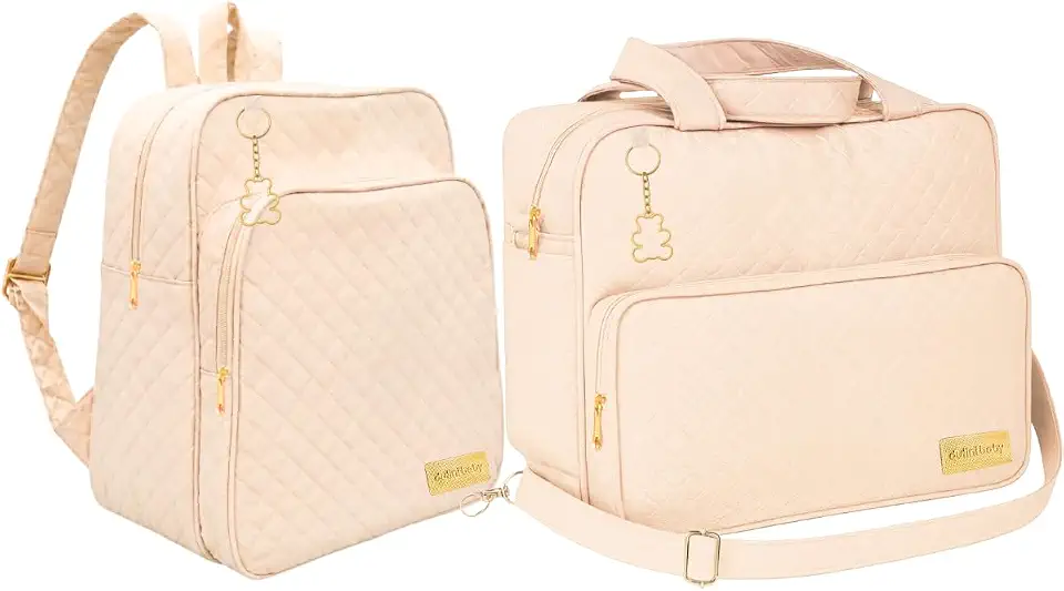 Kit Mochila e Bolsa Maternidade Ursinho Dourado Dulini Baby
