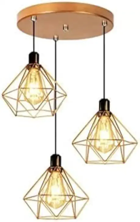 Kit 3 Lustres Pendentes Diamante Cobre Aramado E27 El39