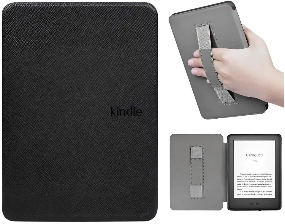 Capa Para Kindle 11ª Geração 6” (Modelos 2022 e 2024 – C2V2L3 e RS23CV) – Auto Hibernação – Fechamento Magnético – Leve, Rígida, com Revestimento Interno em Microfibra e Alça de Suporte (Preto)
