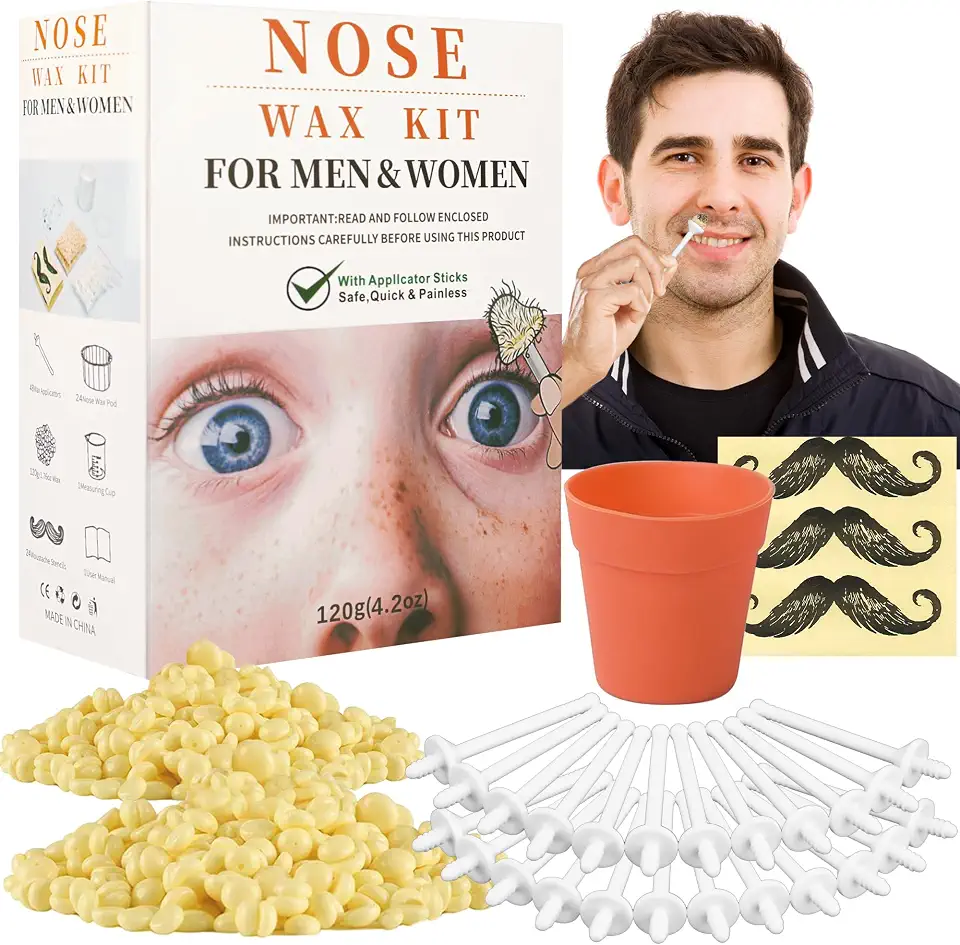 Kit de depilação de nariz de longa duração de 120 g com 48 aplicadores | Protetor de bigode indolor e fácil | Removedor de pelos do nariz CoFashion para homens e mulheres