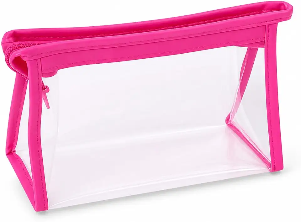 Necessaire Transparente com Zíper, Pink | Bolsa Organizadora, Para Maquiagem e Cosméticos