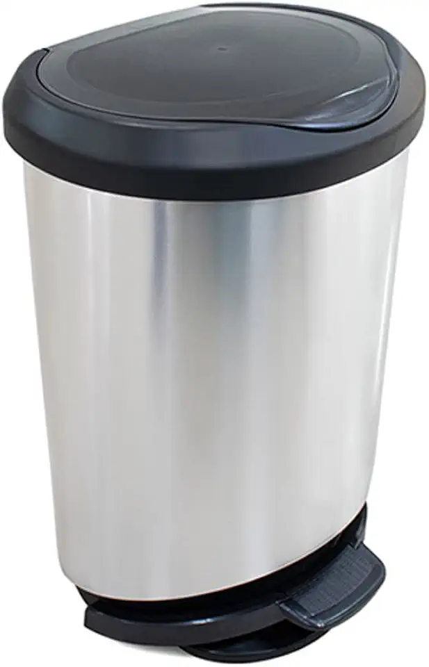 Lixeira Com Pedal e Borda 45 Litros Prata Label Arqplast