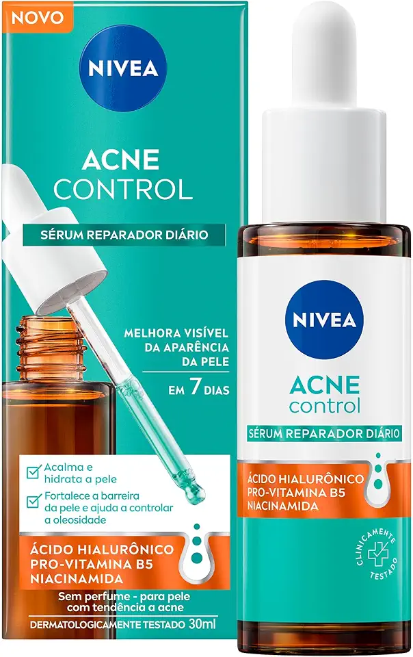 NIVEA Sérum Reparador Diário Acne Control 30ml, Acalma e Hidrata, Controla Oleosidade, Fortalece a Barreira da Pele, Pele com Tendência a Acne