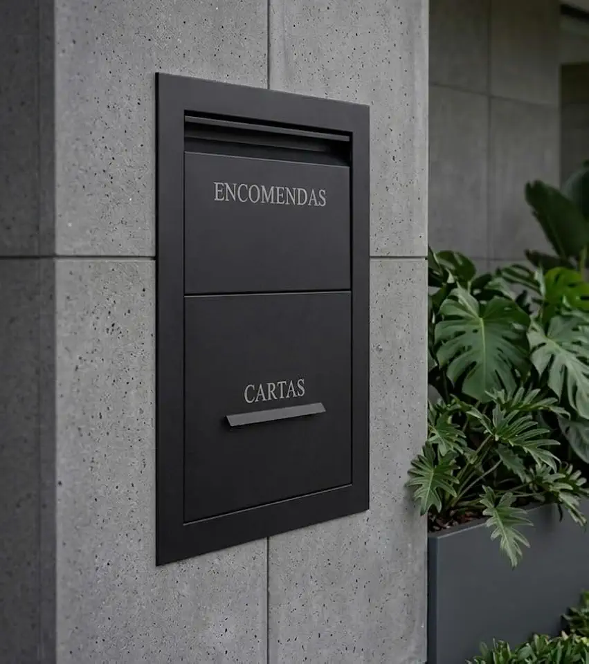 Caixa Correio para Encomendas | Sistema Anti-Furto| Embutir no Muro - P (Preto)