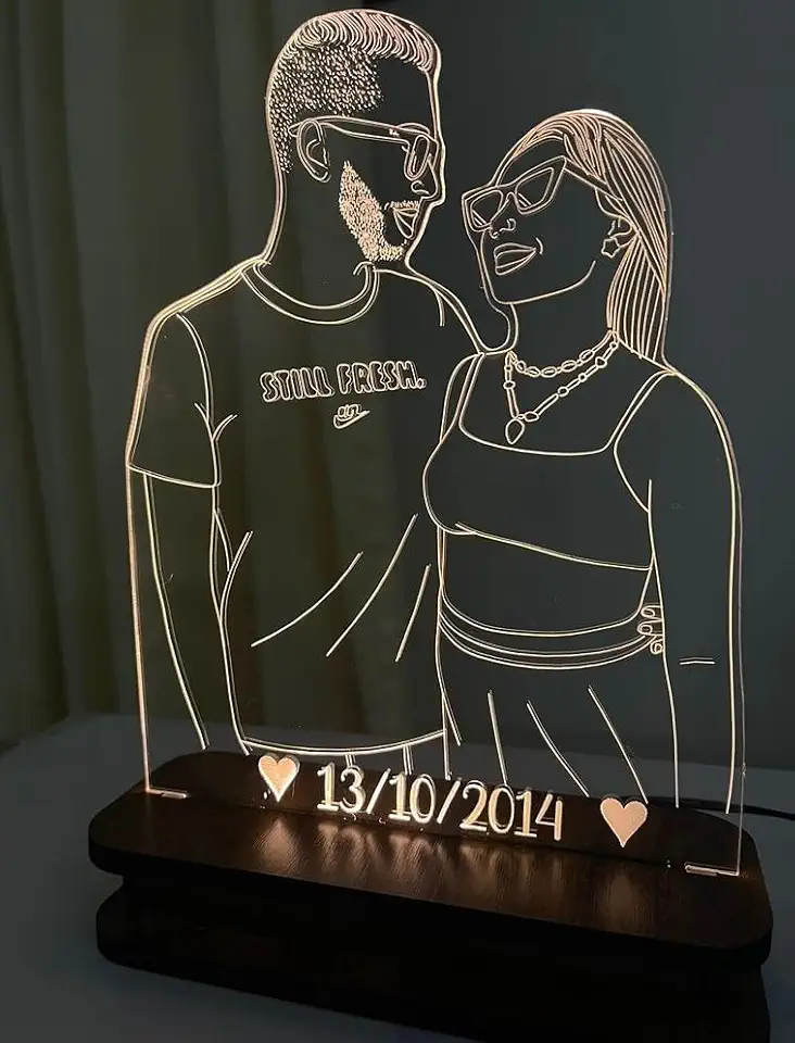 Luminária Com Sua Foto Personalizada LED Casal Presente… (Somente luminária) (QUENTE)