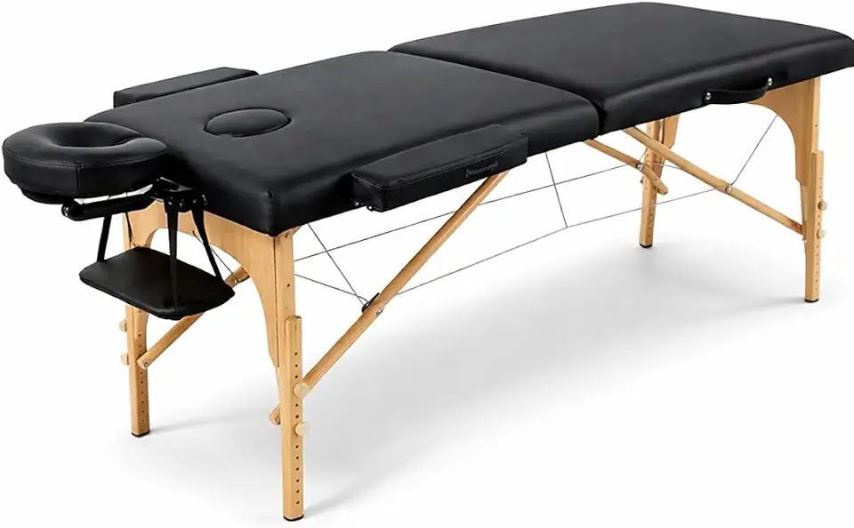 Maca Divã Dobrável Profissional Portátil Massagem Orifício Facial Até 250kg (Preto)