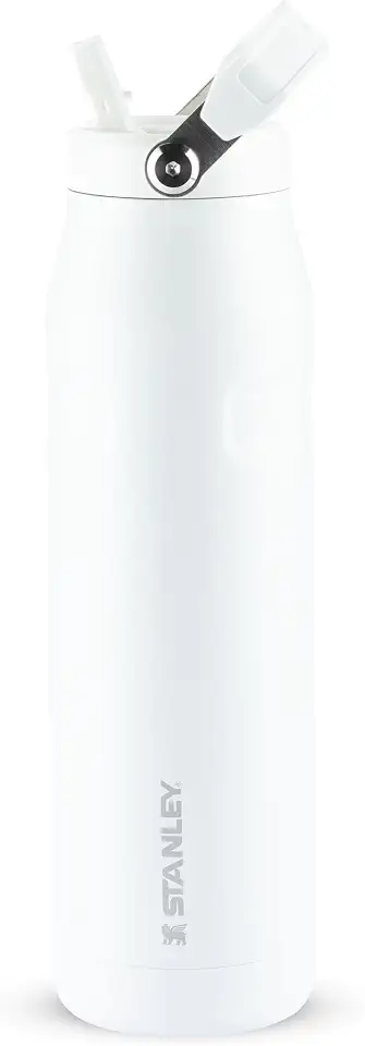 Stanley - Garrafa de Água IceFlow Flip Straw, Canudo Integrado, Abertura Grande, Aço Inoxidável Leve, 1,1 L, Frost