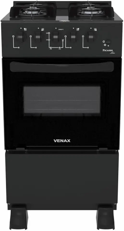 Fogão Venax Picasso Line 4 Bocas Mesa De Vidro Preto Bivolt