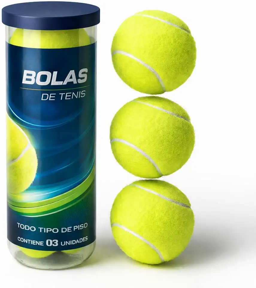 Kit com 3 Bolas de Tênis Profissional Para Qualquer Tipo de Piso – Resistentes em Plástico PP com Revestimento em Veludo | 3 unidades 6cm diâmetro
