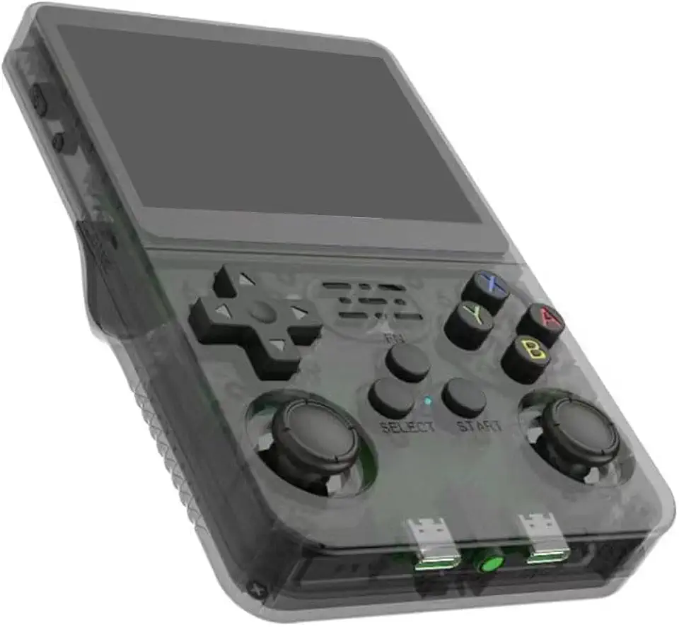 Console de jogos portátil retrô, console de videogame R36S com 15.000+ jogos, sistema Linux, tela IPS de 3,5 polegadas, reprodutor de vídeo de bolso com cartão TF 64GB - Preto