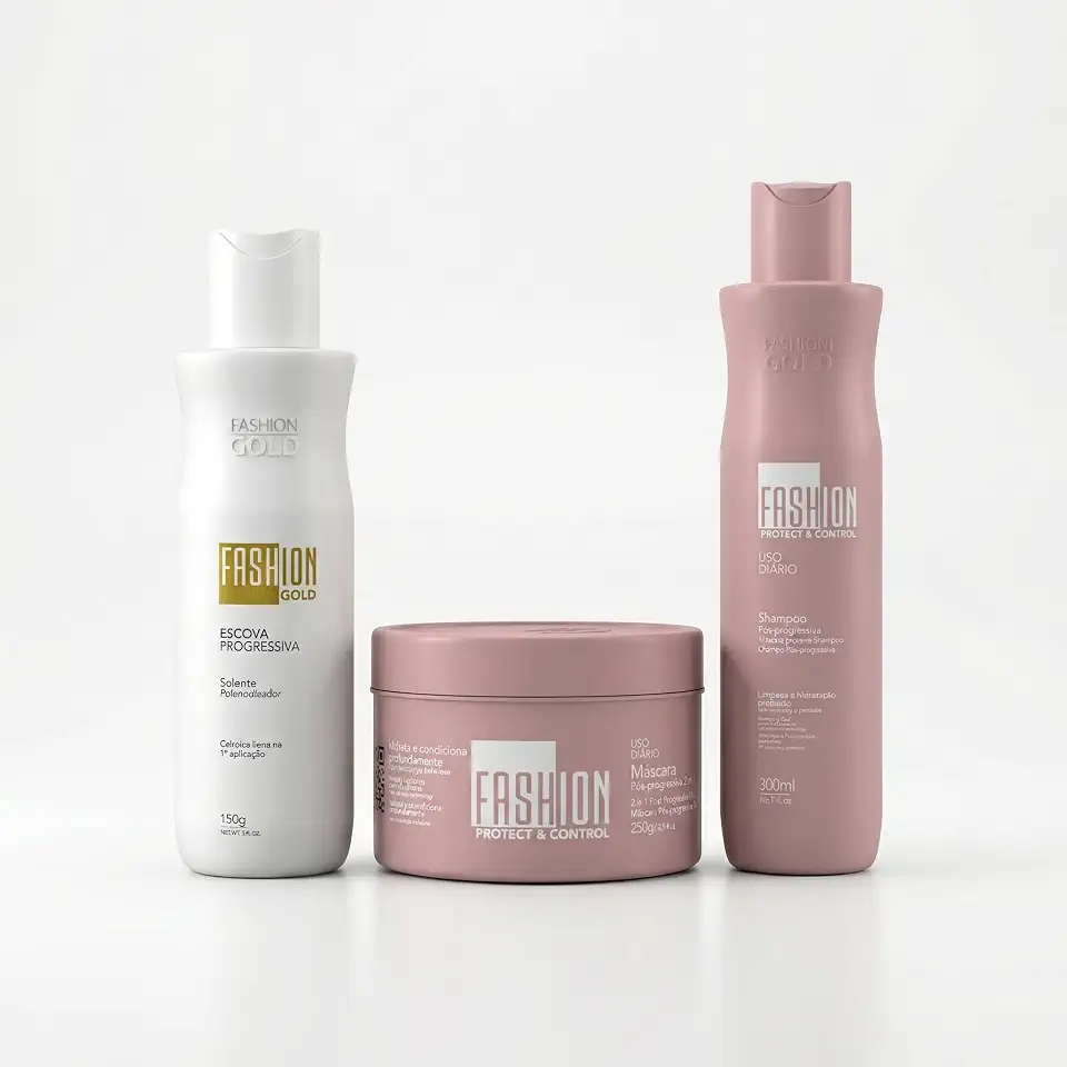 Fashion Gold, Escova Progressiva 150g + Kit manutenção Pós-Progressiva 300ml/250g - Fashion Gold