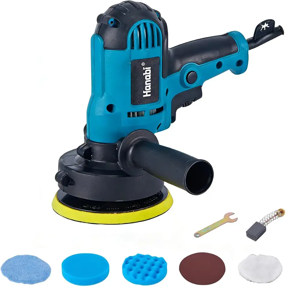 Hanabi Politriz Automotiva 110v 550W Roto Orbital Com 6 Velocidade Variáve, Politriz Lixadeira 125mm 5 Polegadas 3500 RPM