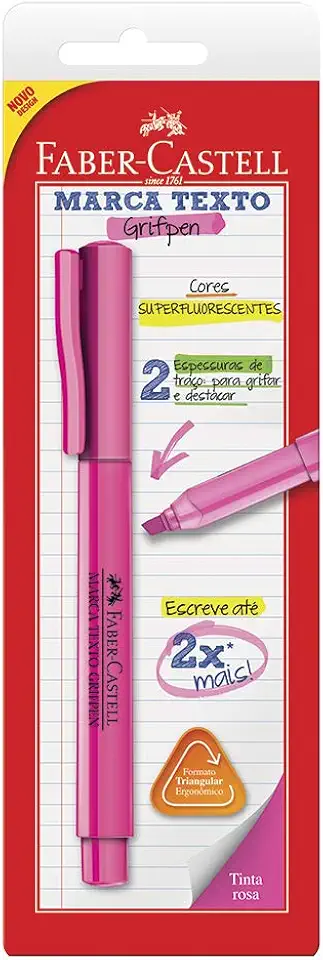 Caneta Marca Texto, Faber-Castell, Grifpen, SM/MTRSZF, Rosa, 1 Unidade