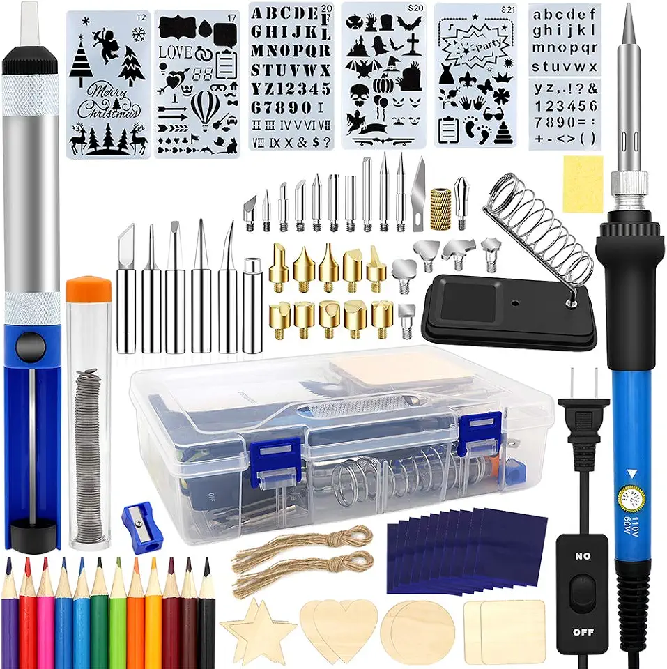 Kit de queima de madeira, 95 peças, caneta de solda West Bay com interruptor liga/desliga ajustável, ferramenta de queima de madeira para gravação em relevo, entalhe, pontas de solda, caixa de