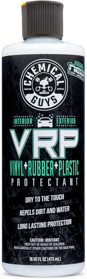 Chemical Guys VRP, perfume de carro novo - protetor de vinil, borracha e plástico, curativo super brilhante para pneus, acabamento e muito mais, seguro para carros, caminhões, SUVs e mais (40 ml) -