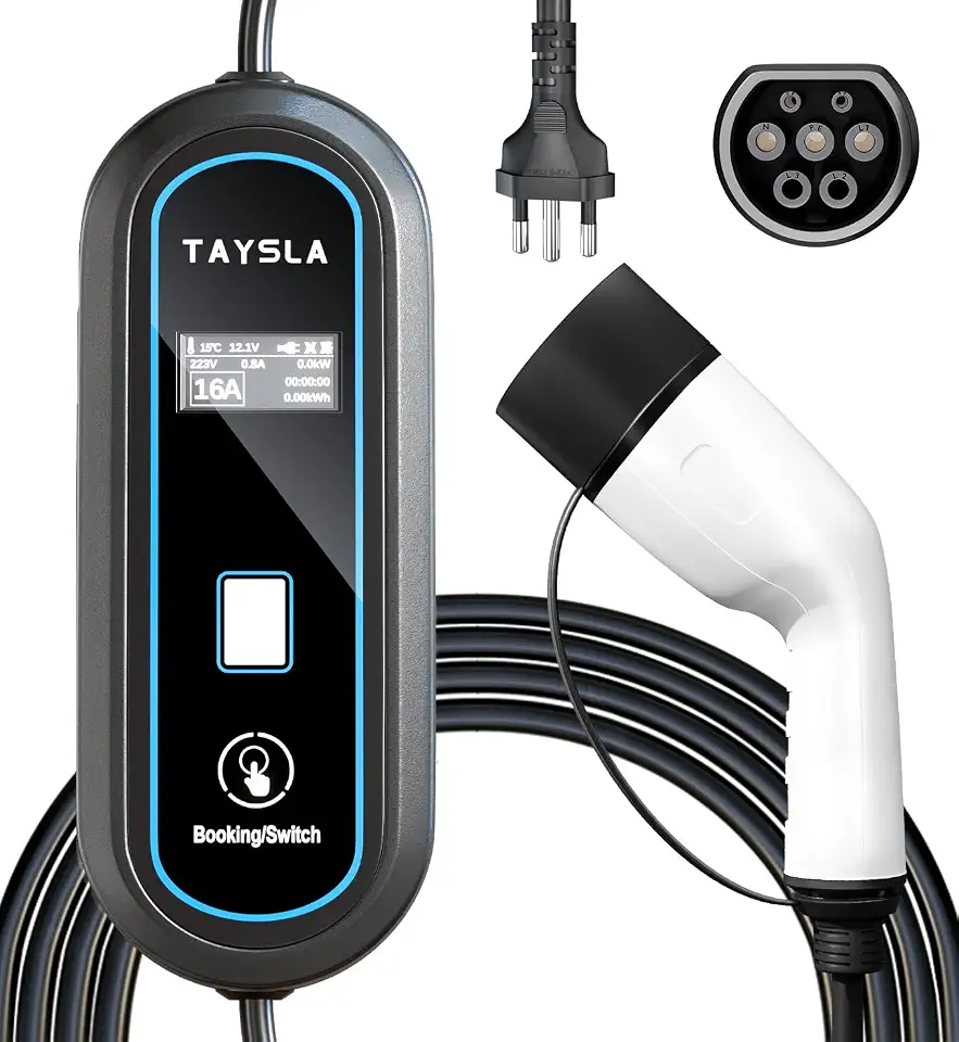 Carregador Portátil Carro Eletrico EV 3,5KW 8A 10A 13A 16A Tipo 2 Cabo De 3.5M Carregamento Elétrico Com Tela LED WallBox Plug BR Para Carro BYD Nissan Volvo BIVOLT Phantom