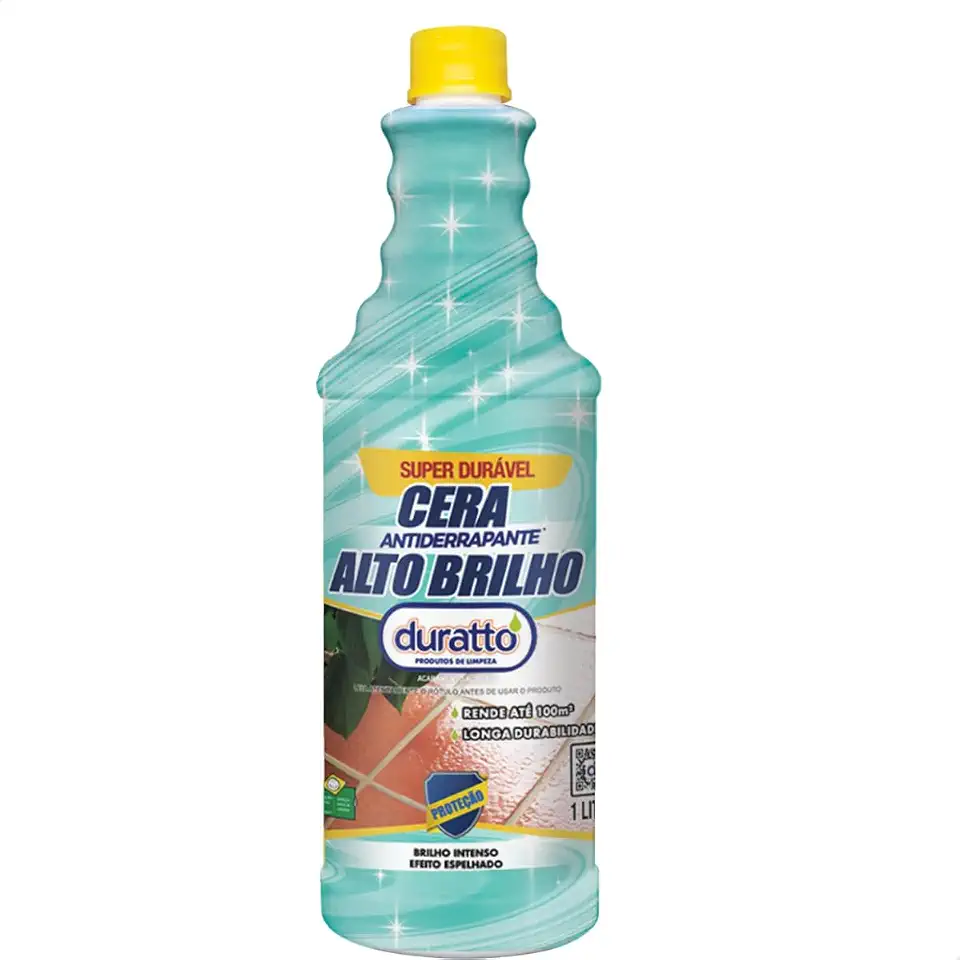 Duratto Cera Antiderrapante Alto Brilho para Piso, 1 Litro, Rende até 100m²