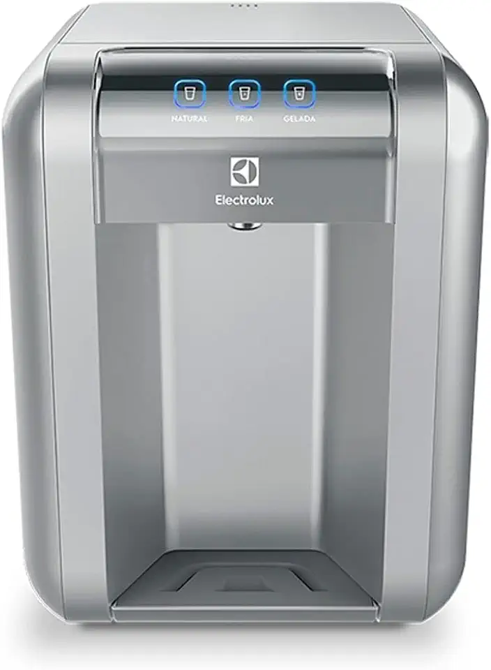 Purificador de Água Gelada Fria e Natural Elétrico Compacto Eletronico placa Electrolux cinza prata com Painel Touch Bivolt PE11X