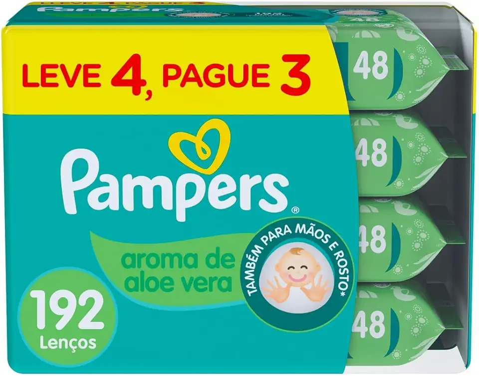 Lenços Umedecidos Pampers Aroma de Aloe Vera 192 Unidades