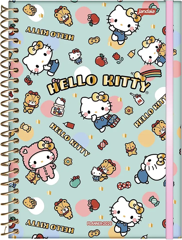 Jandaia - Planner Espiral 175X242mm CD 160Pgs Hello Kitty Ursinhos e Doces 2026 FSC