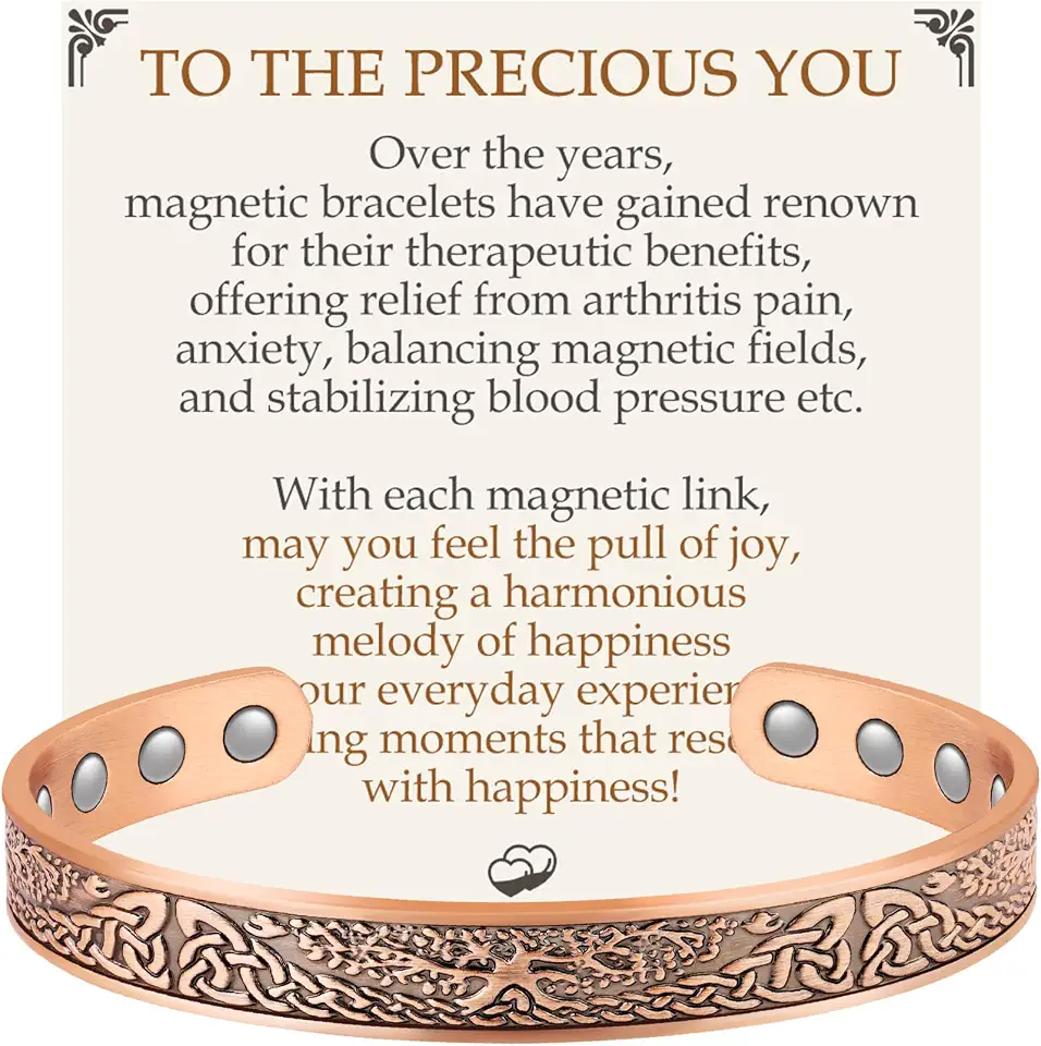 Pulseiras magnéticas de cobre para mulheres, pulseira magnética trançada moderna, pulseiras magnéticas de cobre puro 99,99% com caixa de presente