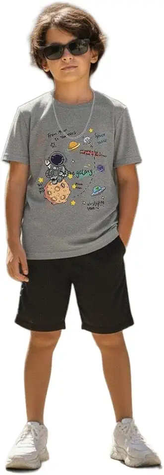 Camiseta Infantil Menino Algodão Macio Estampa Espacial
