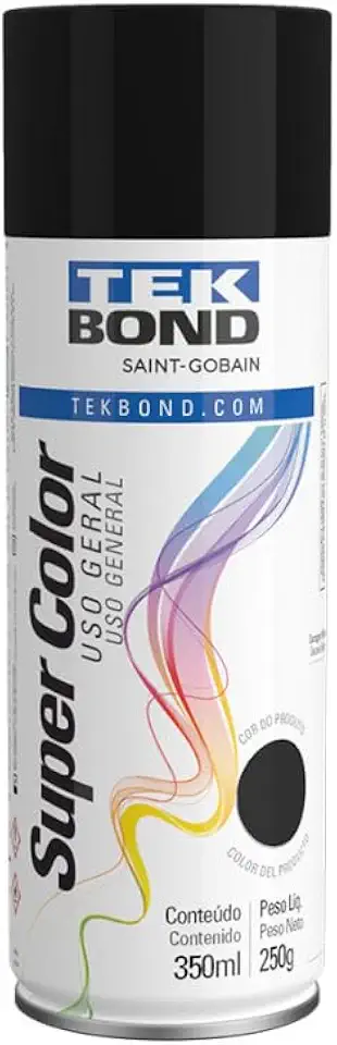 Tinta Spray Preto Fosco Aerossol TekBond Uso Geral 350ml/250g