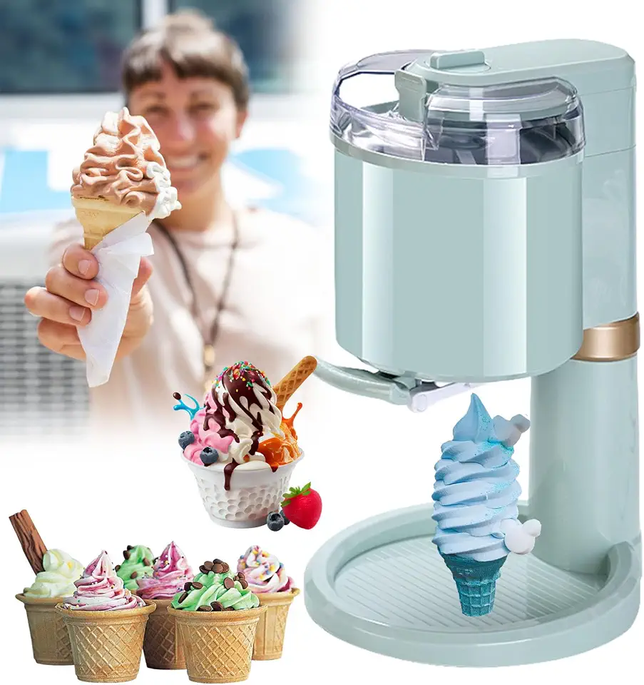 MáQuina De Sorvete Soft Serve, 1000ml Máquina Automática Sorvete De Iogurte Caseiro DIY, Usar Basta Fazer 10 Minutos, Suficiente Para 7 a 8 Pessoas, Para Liquidificador Portátil Doméstico