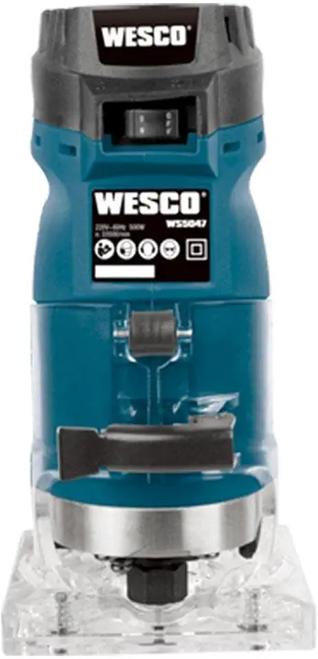 Tupia Laminadora Wesco WS5047 500W 220V – 33.500 RPM, Mandril 1/4", Ajuste de Profundidade sem Chaves, Acompanha Acessórios