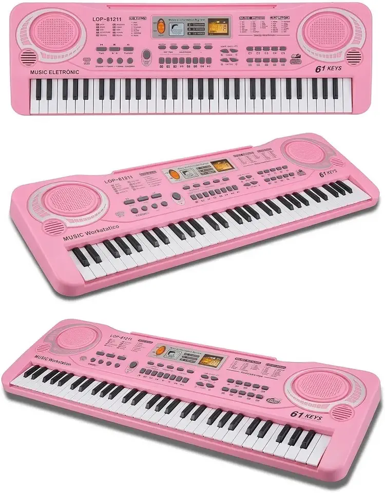 Teclado Eletrônico Música Digital Rosa Elétrico Instrumento