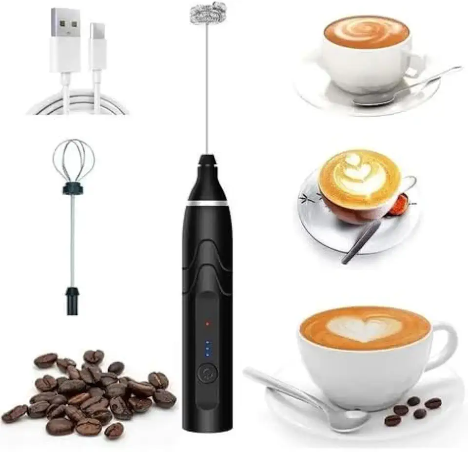 Mixer Elétrico Premium Portátil Recarregável, Misturador De Bebidas, 3 Velocidades, USB, Durável, Compacto E Silencioso, Multiuso, Marca VARENZIA