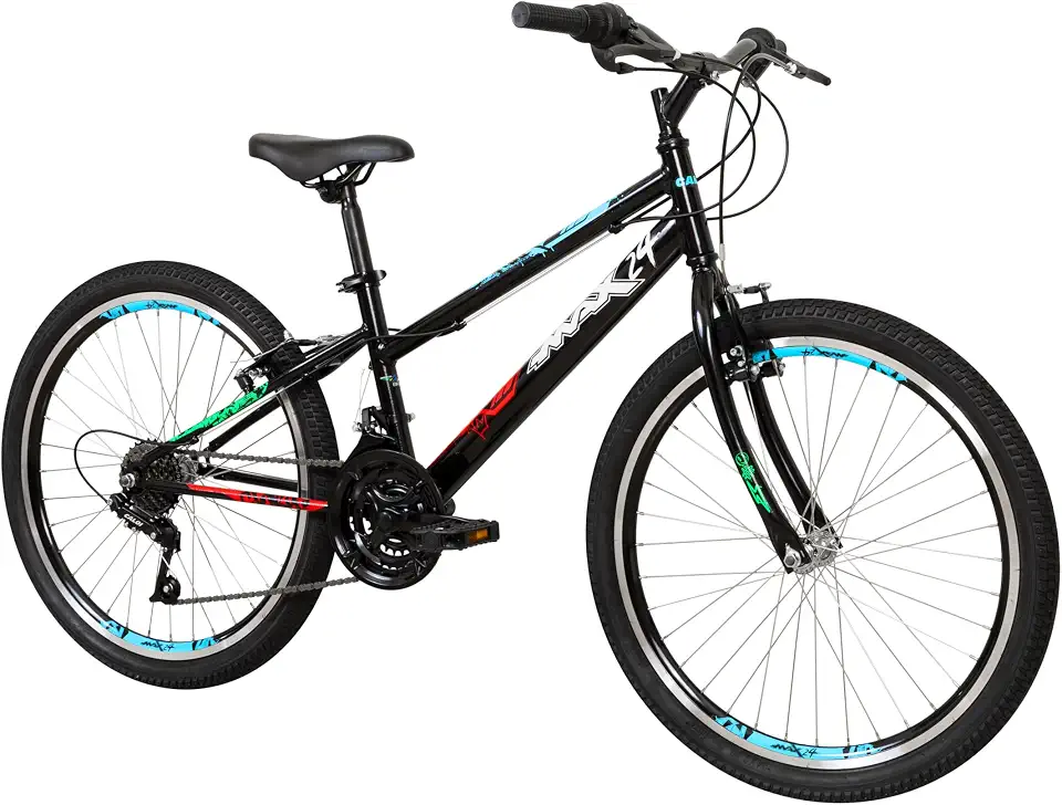 Caloi Bicicleta Infantil Max, Aro 24, Câmbio 21 Velocidades, Preta