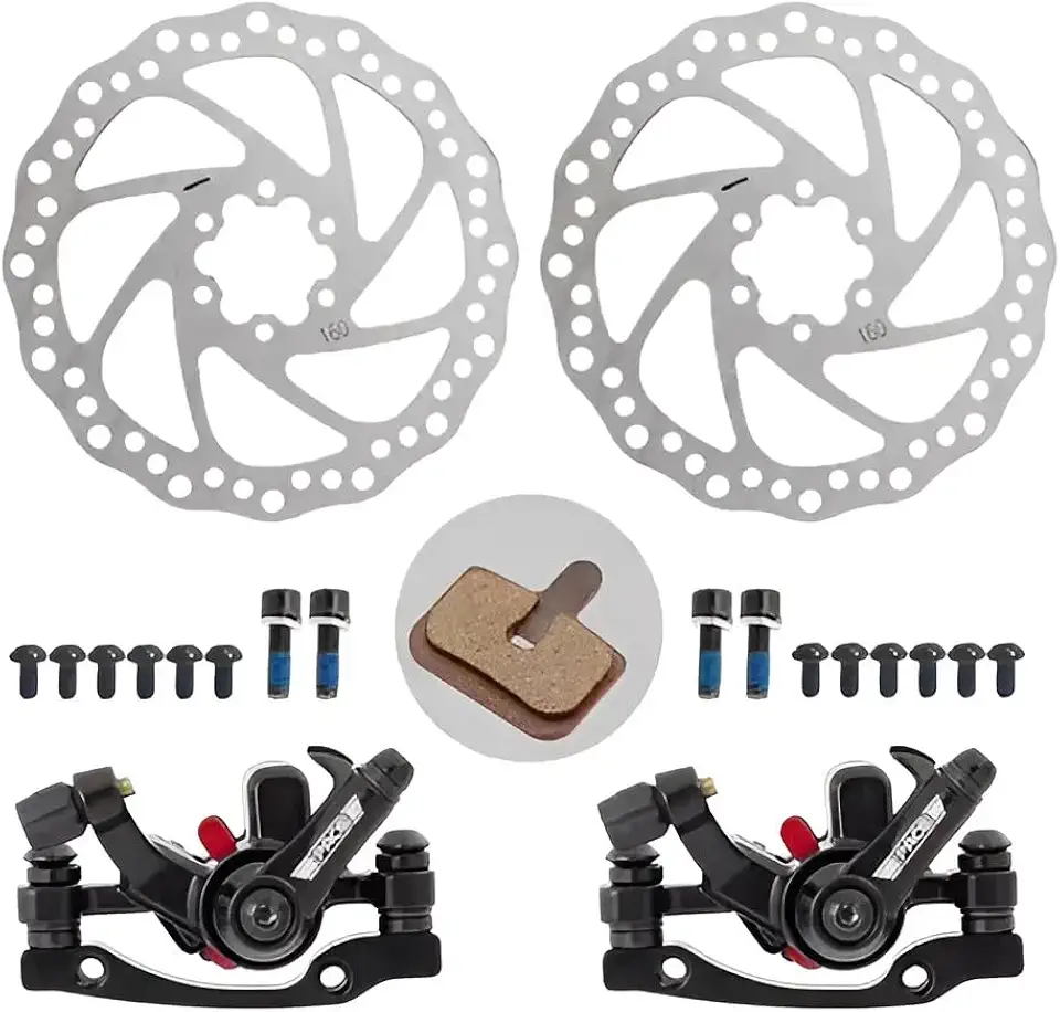 Kit Freio a Disco Mecânico Bike Bicicleta 160 mm Caliper Pinças Pastilhas e Parafusos