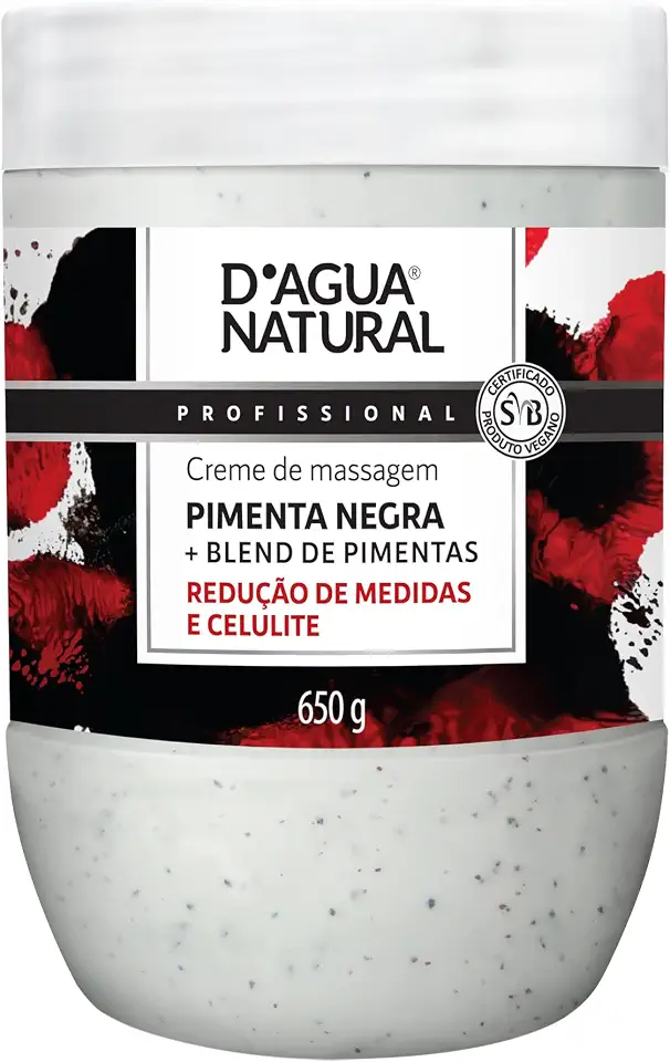 D'AGUA NATURAL Creme De Massagem Pimenta Negra D'Agua Natural 650 G