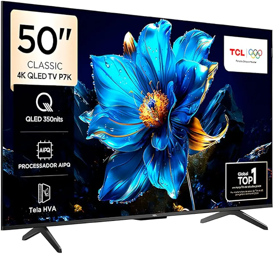 Smart TV 50" TCL 4K UHD QLED 50P7K Google TV AiPQ Google Assistente 3 HDMI