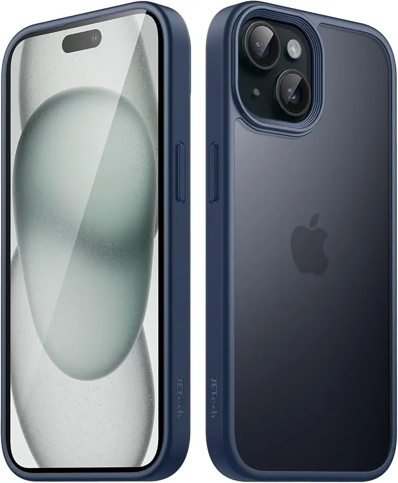 JETech Capa Fosca para iPhone 15 6,1 Polegadas, Proteção Contra Quedas de Grau Militar à Prova de Choque, Case Traseira Translúcida Fosca para Telefone, Anti-Impressão Digital (Azul Tempestade)