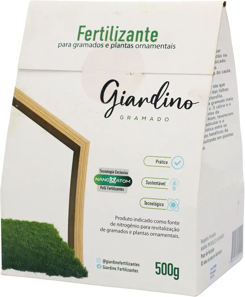 Adubo Fertilizante Giardino Gramado 500g - Nutrição para Gramado, Plantas Frutíferas e Ornamentais, Verde Intenso, Crescimento Saudável