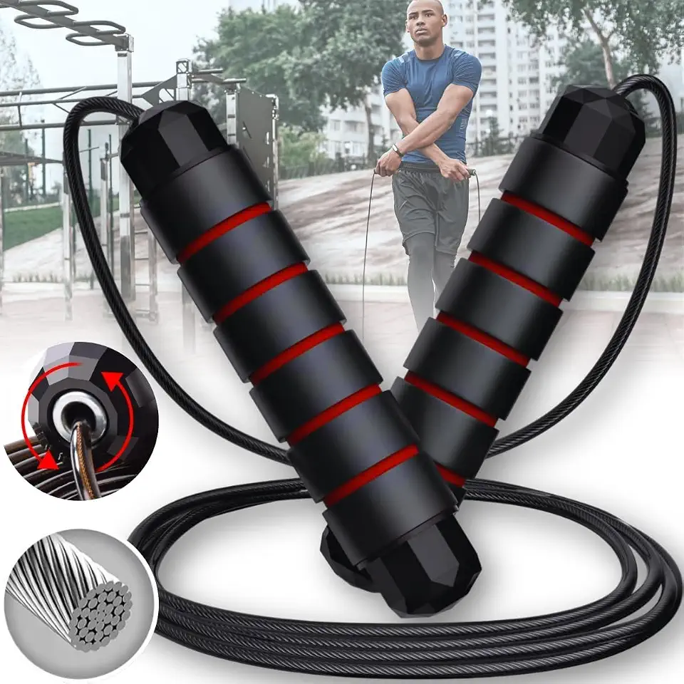 Corda de Pular Speed Rope Profissional Rolamento Alta Velocidade Cabo de Aço 3m Ajustável CrossFit HIIT Boxe Funcional Unissex