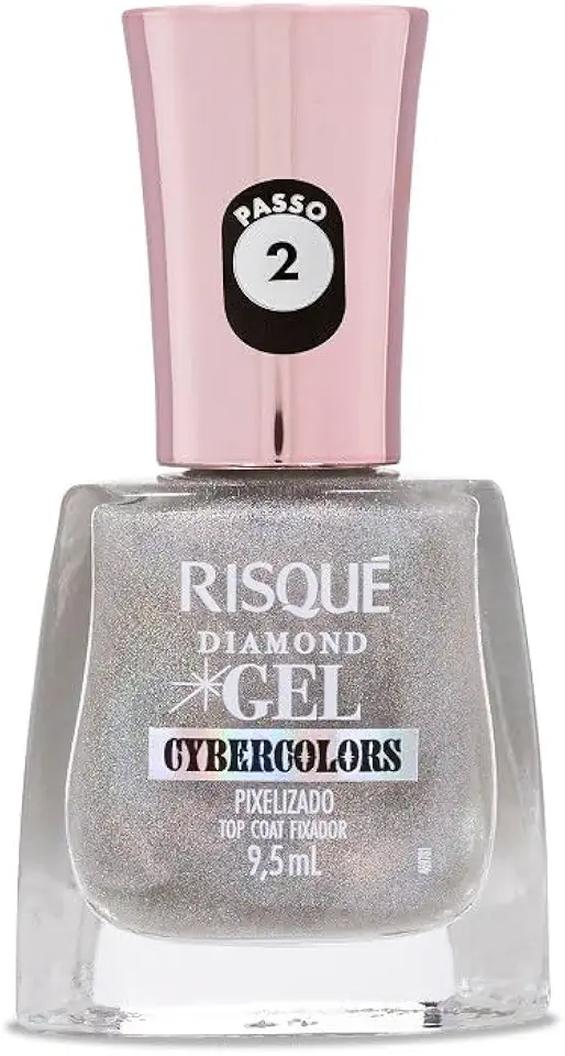 Top Coat Fixador Efeito Holográfico Risqué Diamond Gel Cybercolors Pixelizado 9,5 mL