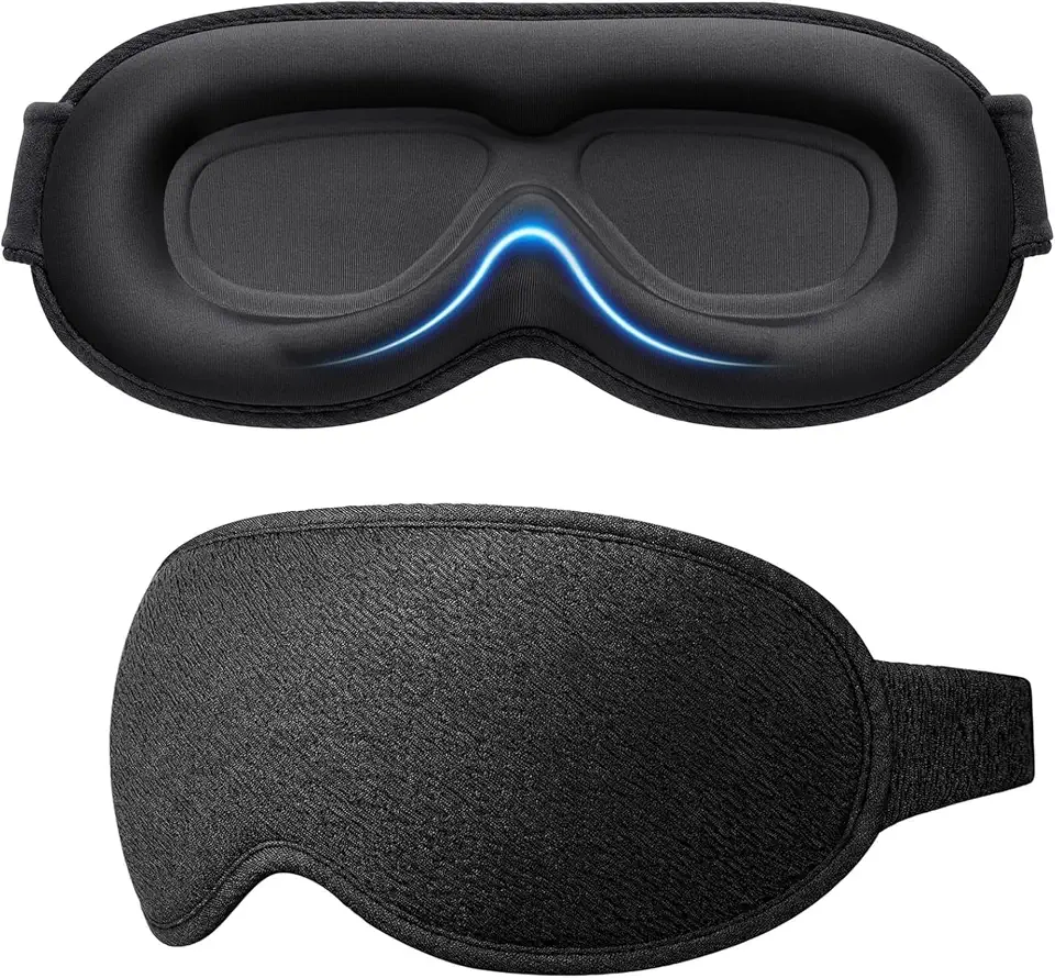 Máscara de Dormir 3D Blackout Confortável Sem Pressão nos Olhos – Espuma de Memória Macia, Bloqueio de Luz Total, Ajustável para Sono Profundo, Viagem, Descanso e Relaxamento